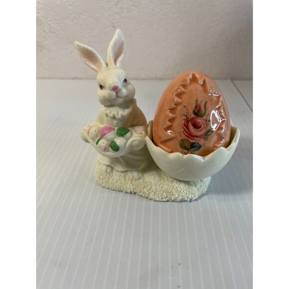 Jade Collection Ceramic( PAIR )of Bunnies Easter Spring Decor Figurines - Picture 9 of 12